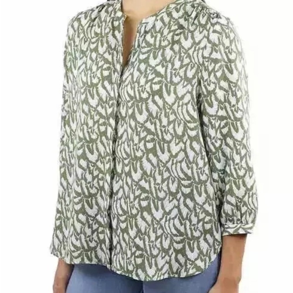 JACHS Girlfriend Womens 3/4 Sleeve Top, Green, Medium EUC